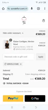 10WELCOME coupon verification screenshot