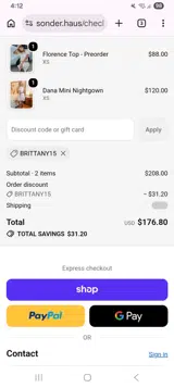 Sonder Haus coupon verification screenshot