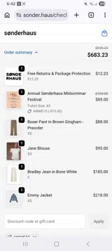 Sonder Haus coupon verification screenshot