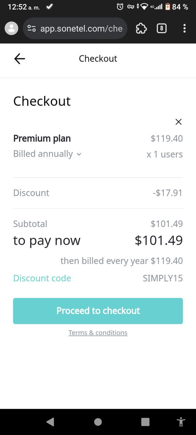 Sonetel checkout page showing Sonetel promo code box | Screenshot taken by SimplyCodes community member on Oct 2, 2024