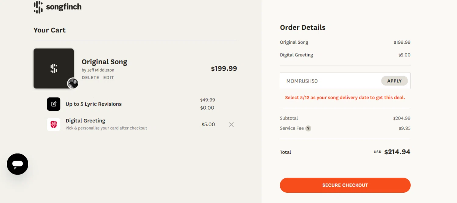 Songfinch Promo Codes - $15 Off | October 2024