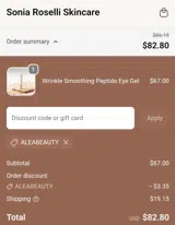 Aleabeauty coupon verification screenshot