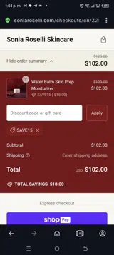 Save15 coupon verification screenshot