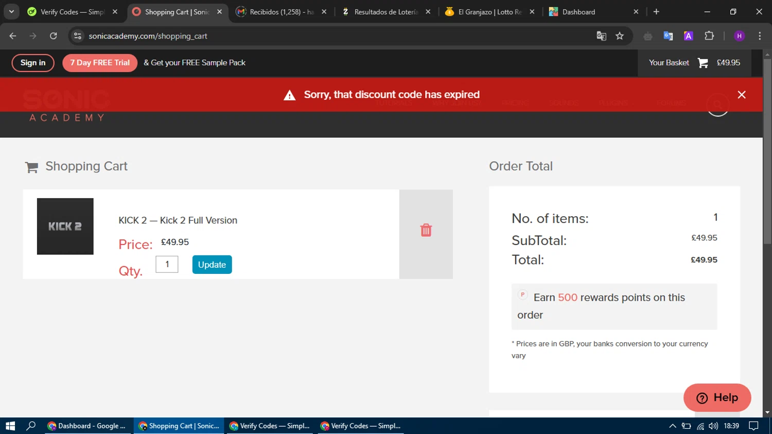 Sonic Academy promo code screenshot showing code 8c0b7baa applied at Sonic Academy checkout page. Uploaded by SimplyCodes community member tumiedo on Feb 25, 2025