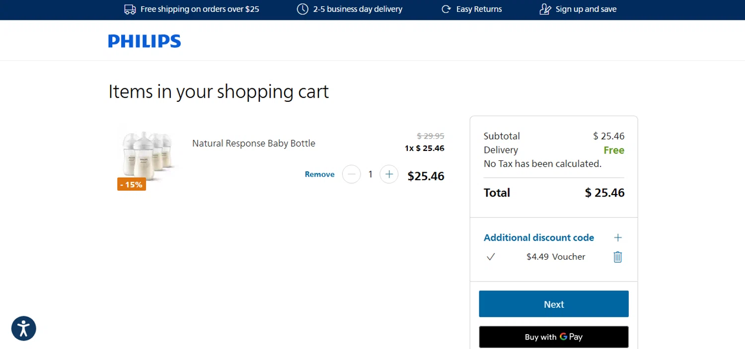 Sonicare promo code screenshot showing code SAVE15 applied at Sonicare checkout page. Uploaded by SimplyCodes community member MoneyHunter5624 on Dec 1, 2025