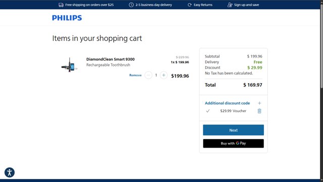 Sonicare checkout page showing Sonicare promo code box | Screenshot taken by SimplyCodes community member on Jun 16, 2025