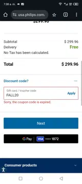 Sonicare coupon verification screenshot