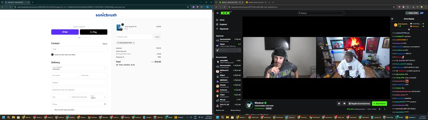 Sonic Brush® discount code screenshot showing code DEALMONEYTAKE applied at Sonic Brush® checkout page. Uploaded by SimplyCodes community member BargainGuardian280 on Nov 11, 2025