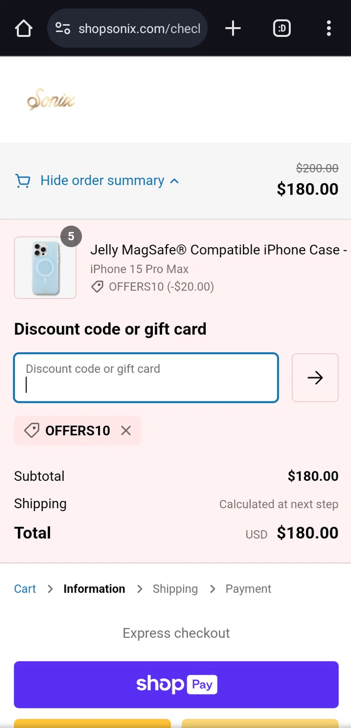 where to use Sonix promo code box