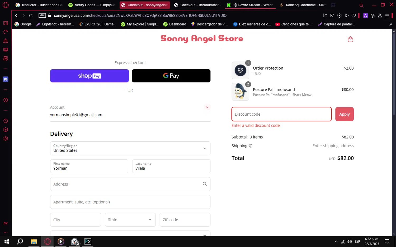 Sonny Angel USA discount code screenshot showing code BIRTHDAY1123 applied at Sonny Angel USA checkout page. Uploaded by SimplyCodes community member PrimeVirtuoso9679 on Mar 22, 2025