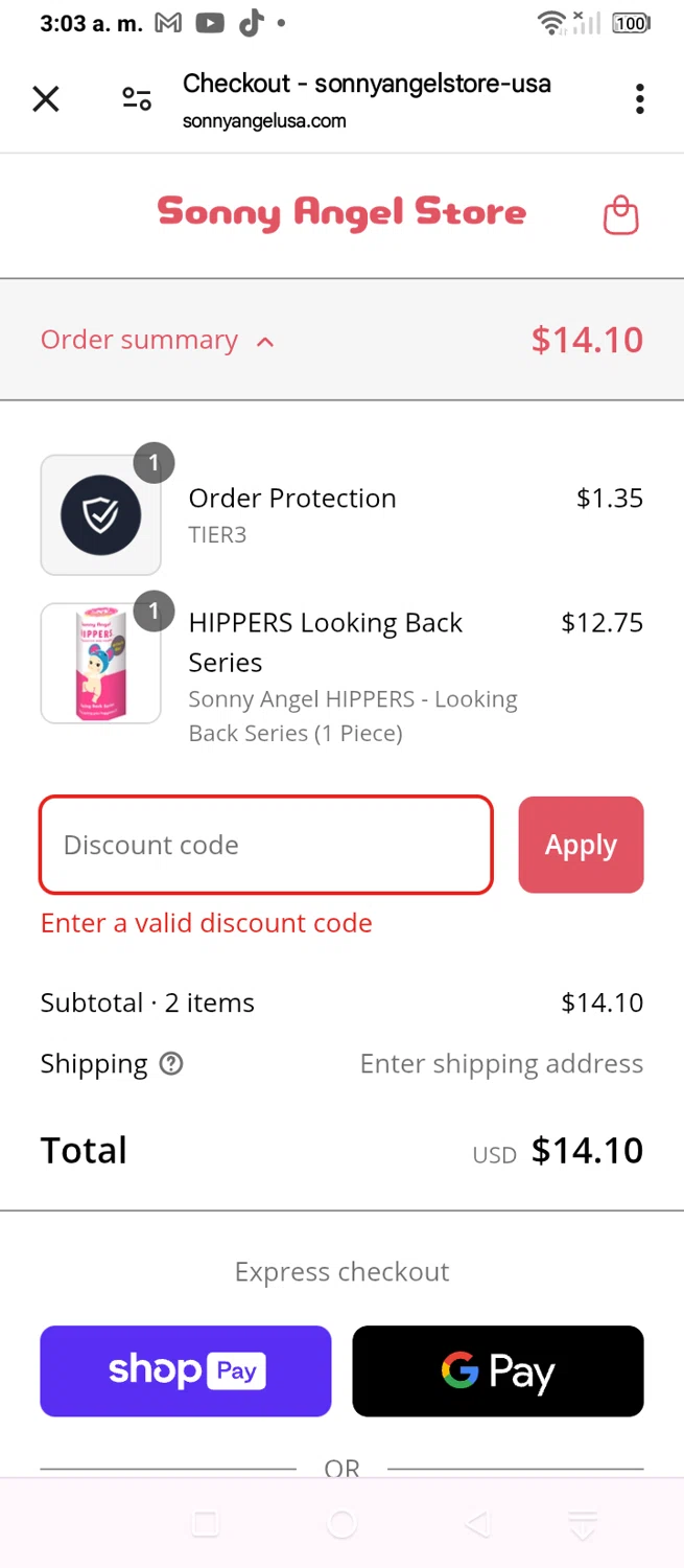 Sonny Angel USA discount code screenshot showing code BIRTHDAY0524 applied at Sonny Angel USA checkout page. Uploaded by SimplyCodes community member jungrimar on Apr 22, 2025