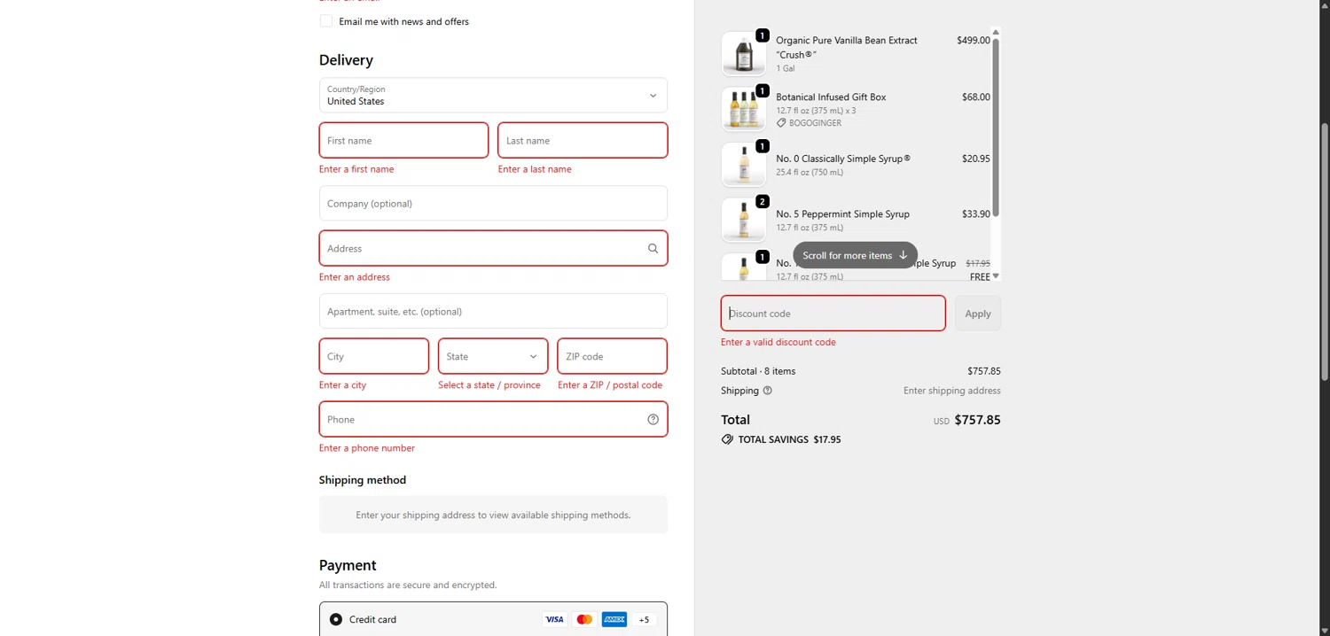 Sonoma Syrup Co. promo code screenshot showing code loveclub15 applied at Sonoma Syrup Co. checkout page. Uploaded by SimplyCodes community member QuestLynx5304 on Jan 9, 2026
