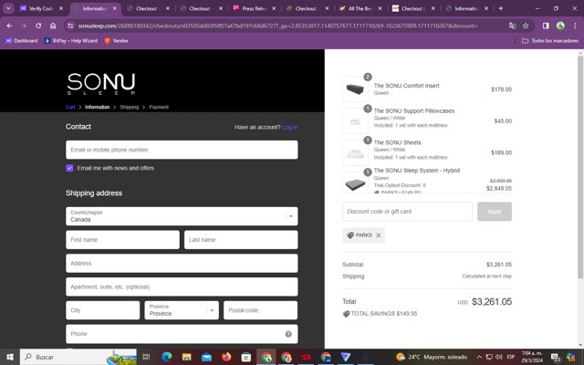 SONU Sleep checkout page showing SONU Sleep promo code box | Screenshot taken by SimplyCodes community member on Mar 29, 2024