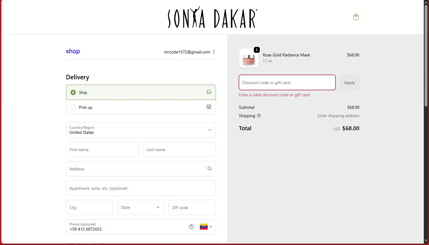 Sonya Dakar promo code screenshot showing code extra10 applied at Sonya Dakar checkout page. Uploaded by SimplyCodes community member tokiio on Dec 4, 2025