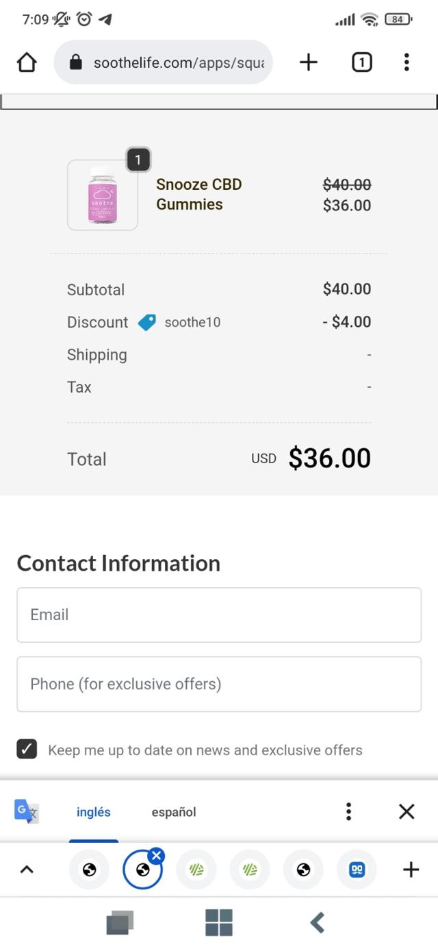 Soothe checkout page showing Soothe promo code box | Screenshot taken by SimplyCodes community member on Sep 23, 2022