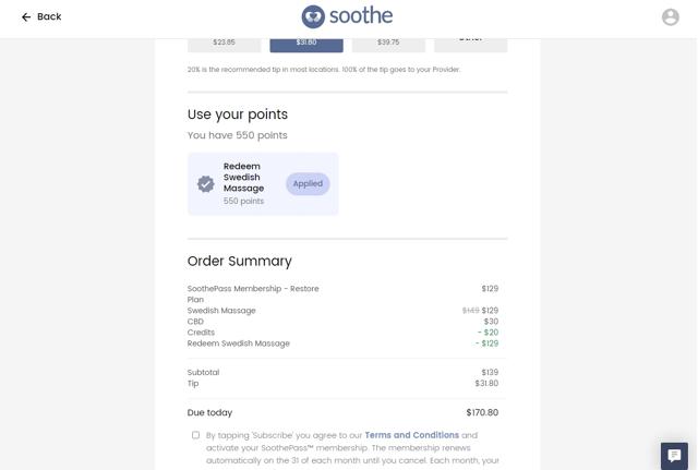 Soothe checkout page showing Soothe promo code box | Screenshot taken by SimplyCodes community member on Dec 31, 2022