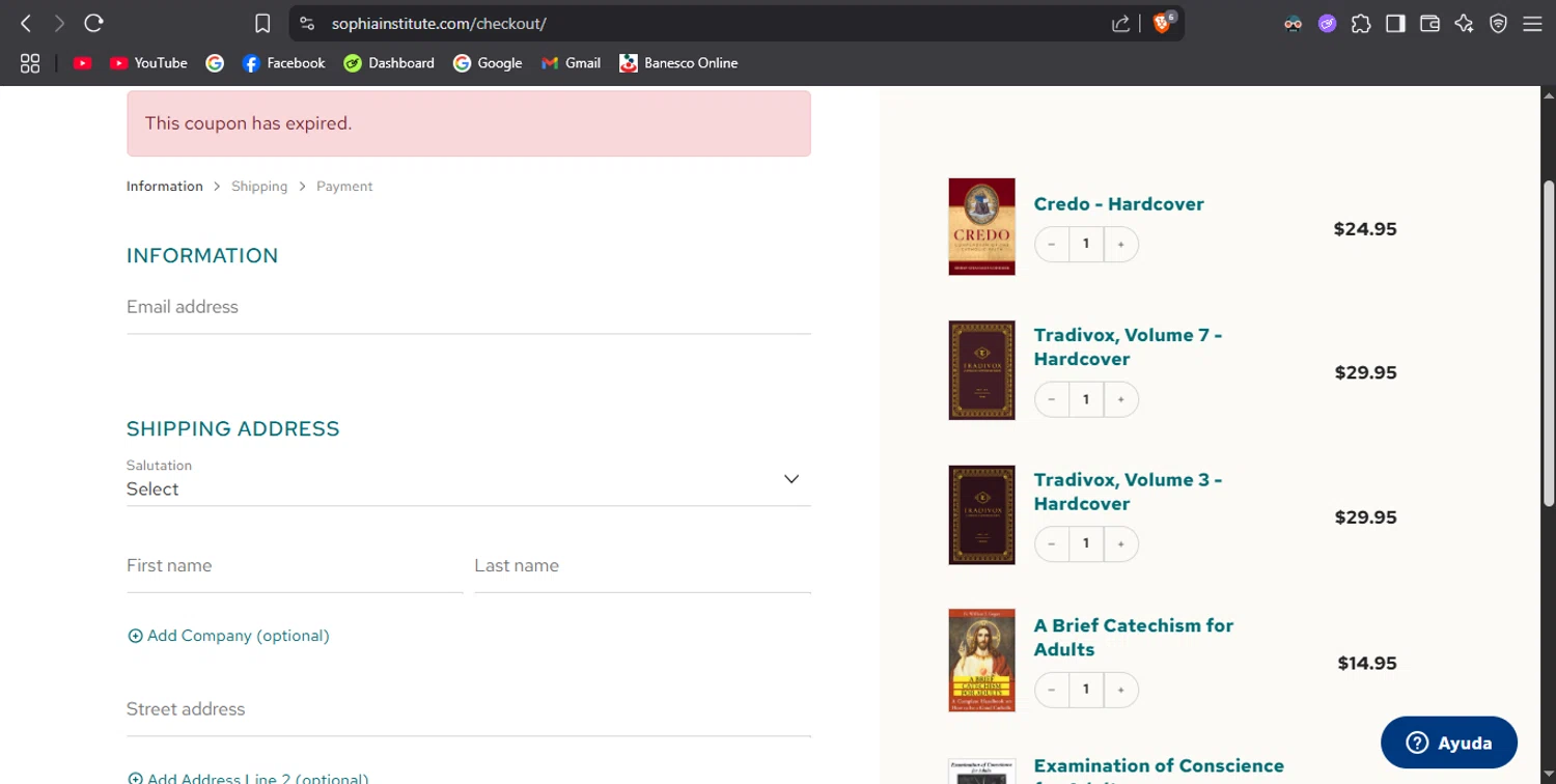 Sophia Institute Press discount code screenshot showing code MOM2025 applied at Sophia Institute Press checkout page. Uploaded by SimplyCodes community member noworries on May 10, 2025