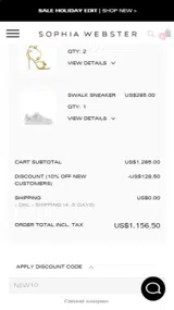 NEW10 coupon verification screenshot