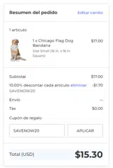SAVENOW20 coupon verification screenshot