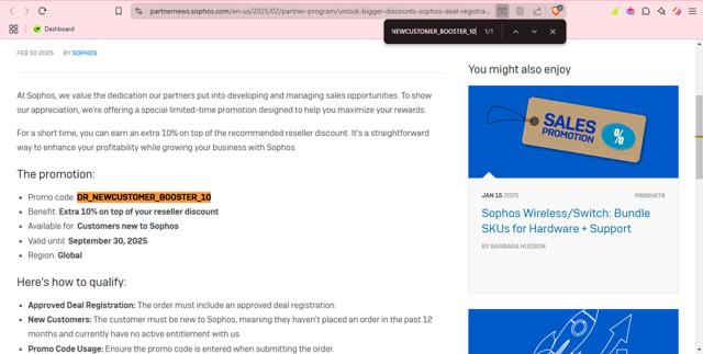 Sophos checkout page showing Sophos promo code box | Screenshot taken by SimplyCodes community member on Feb 13, 2025