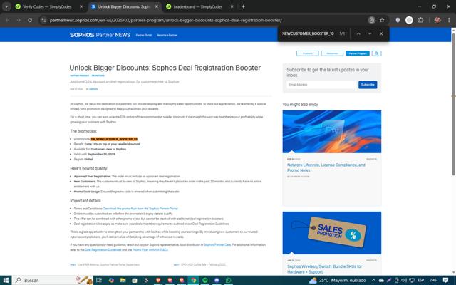 Sophos checkout page showing Sophos promo code box | Screenshot taken by SimplyCodes community member on Mar 18, 2025