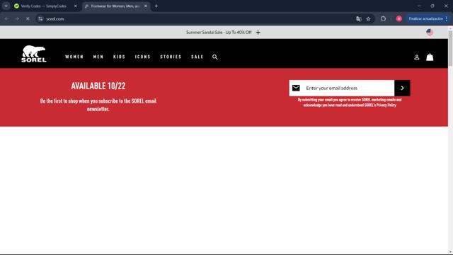 SOREL checkout page showing SOREL discount code box | Screenshot taken by SimplyCodes community member on Sep 18, 2024