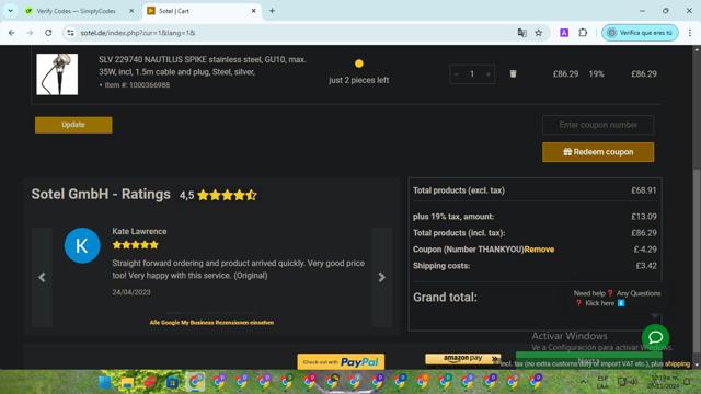 Sotel checkout page showing Sotel discount code box | Screenshot taken by SimplyCodes community member on Nov 29, 2024
