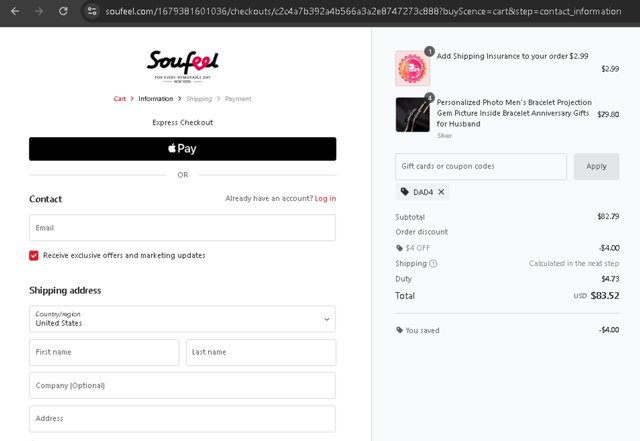 Soufeel checkout page showing Soufeel coupon code box | Screenshot taken by SimplyCodes community member on Aug 22, 2025
