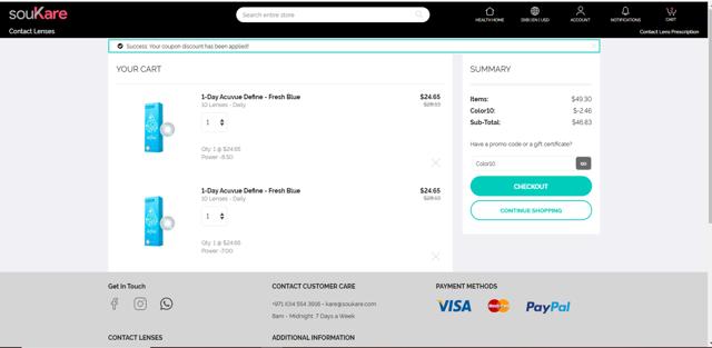 souKare checkout page showing souKare promo code box | Screenshot taken by SimplyCodes community member on Jan 13, 2025