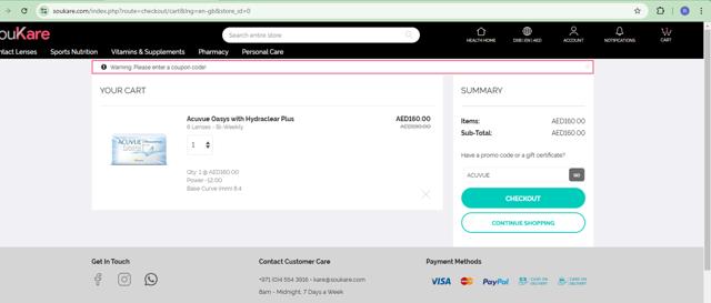 souKare checkout page showing souKare promo code box | Screenshot taken by SimplyCodes community member on Jan 17, 2025