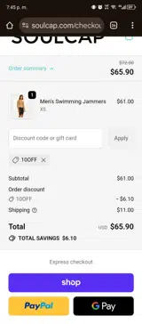 SOUL CAP coupon verification screenshot