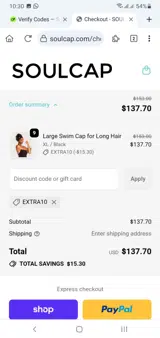 SOUL CAP coupon verification screenshot