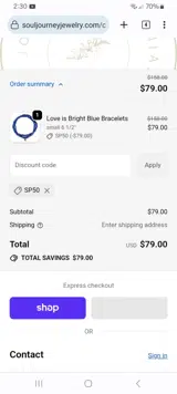 SP50 coupon verification screenshot
