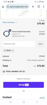 ND40 coupon verification screenshot