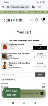 SOULVAT10N coupon verification screenshot