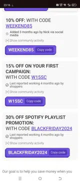 WEEKEND85 coupon verification screenshot