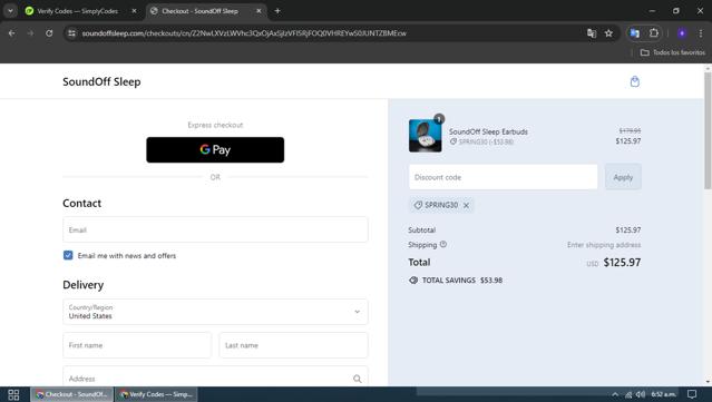 SoundOff checkout page showing SoundOff coupon code box | Screenshot taken by SimplyCodes community member on Jul 6, 2024