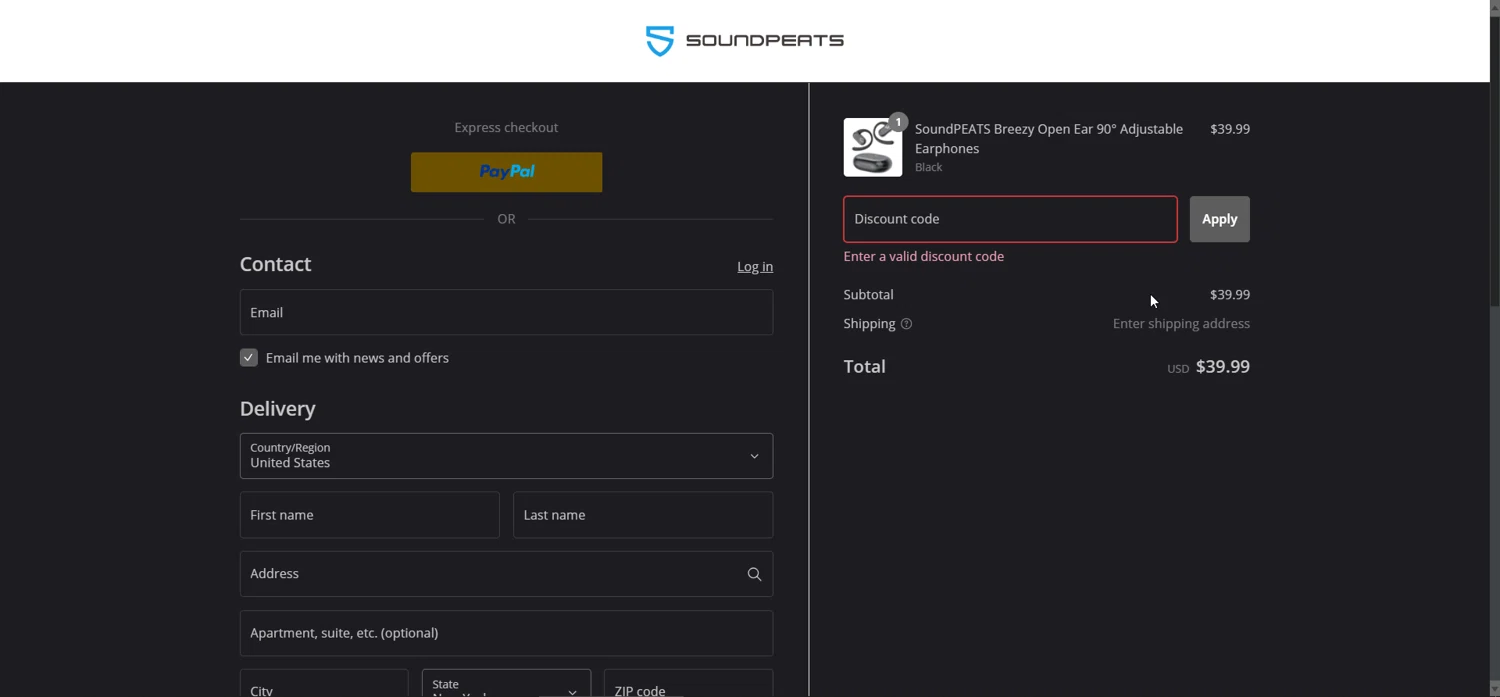 Soundpeats Audio promo code screenshot showing code JG79WVXNCPP9 applied at Soundpeats Audio checkout page. Uploaded by SimplyCodes community member JohannesBrahms on Jan 5, 2025