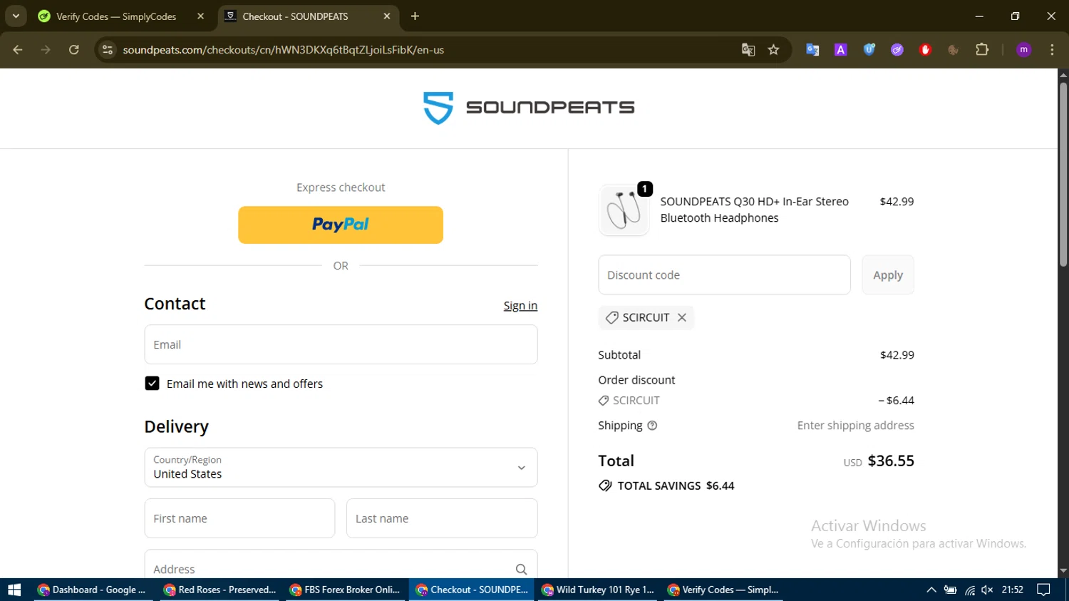 Soundpeats Audio promo code screenshot showing code SCIRCUIT applied at Soundpeats Audio checkout page. Uploaded by SimplyCodes community member WonderHawk4272 on Sep 21, 2025