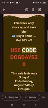 DOGDAYS20 coupon verification screenshot