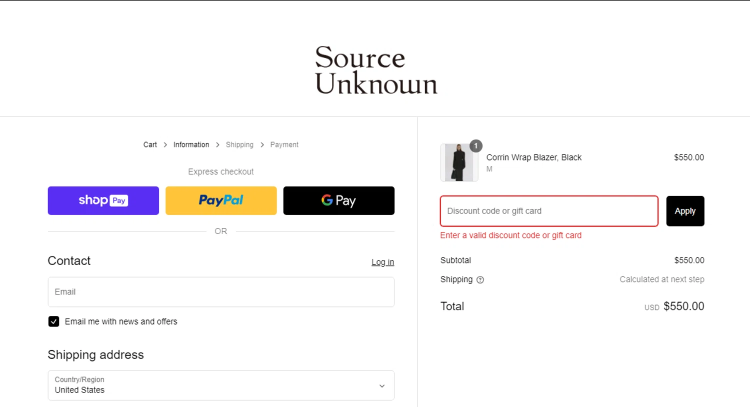 Source Unknown discount code screenshot showing code SULAUNCH15 applied at Source Unknown checkout page. Uploaded by SimplyCodes community member Camila on Feb 9, 2025