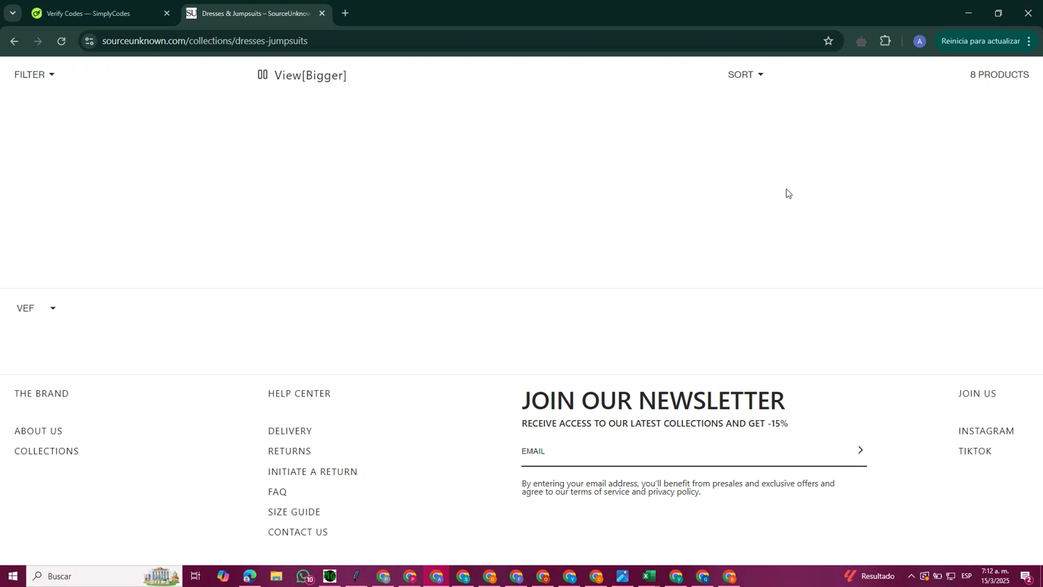 Source Unknown discount code screenshot showing code SULAUNCH15 applied at Source Unknown checkout page. Uploaded by SimplyCodes community member GoldScout8925 on Mar 15, 2025