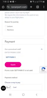 SEPT-PARK-5 coupon verification screenshot
