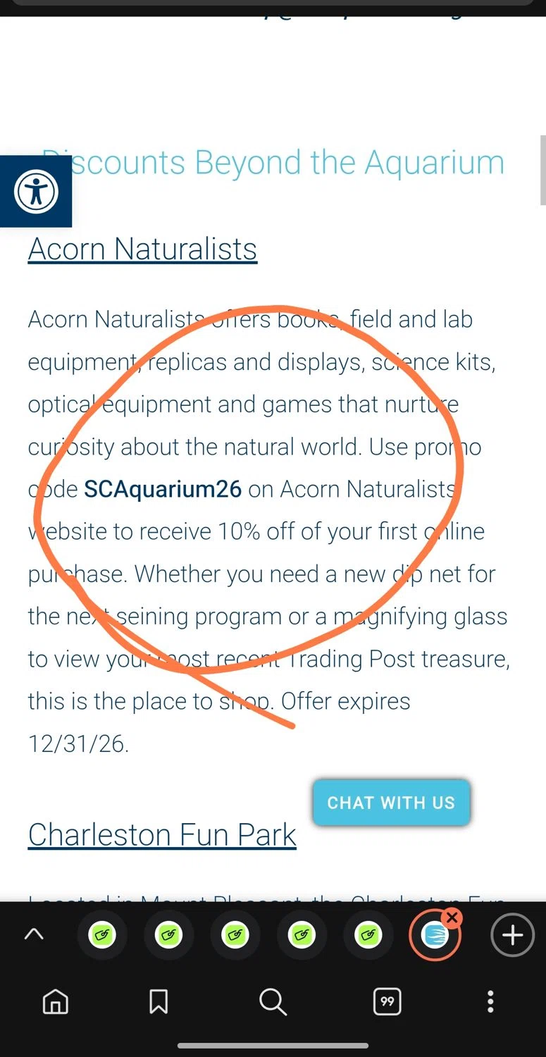 South Carolina Aquarium discount code screenshot showing code SCAquarium26 applied at South Carolina Aquarium checkout page. Uploaded by SimplyCodes community member Dejadepicharme on Jan 12, 2026