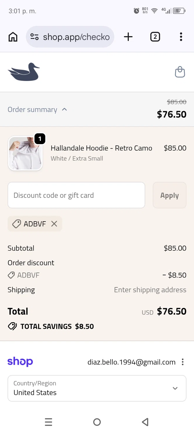 Southern Marsh promo code screenshot showing code ADBVF applied at Southern Marsh checkout page. Uploaded by SimplyCodes community member AnthonyGuapeton94 on Jun 19, 2026