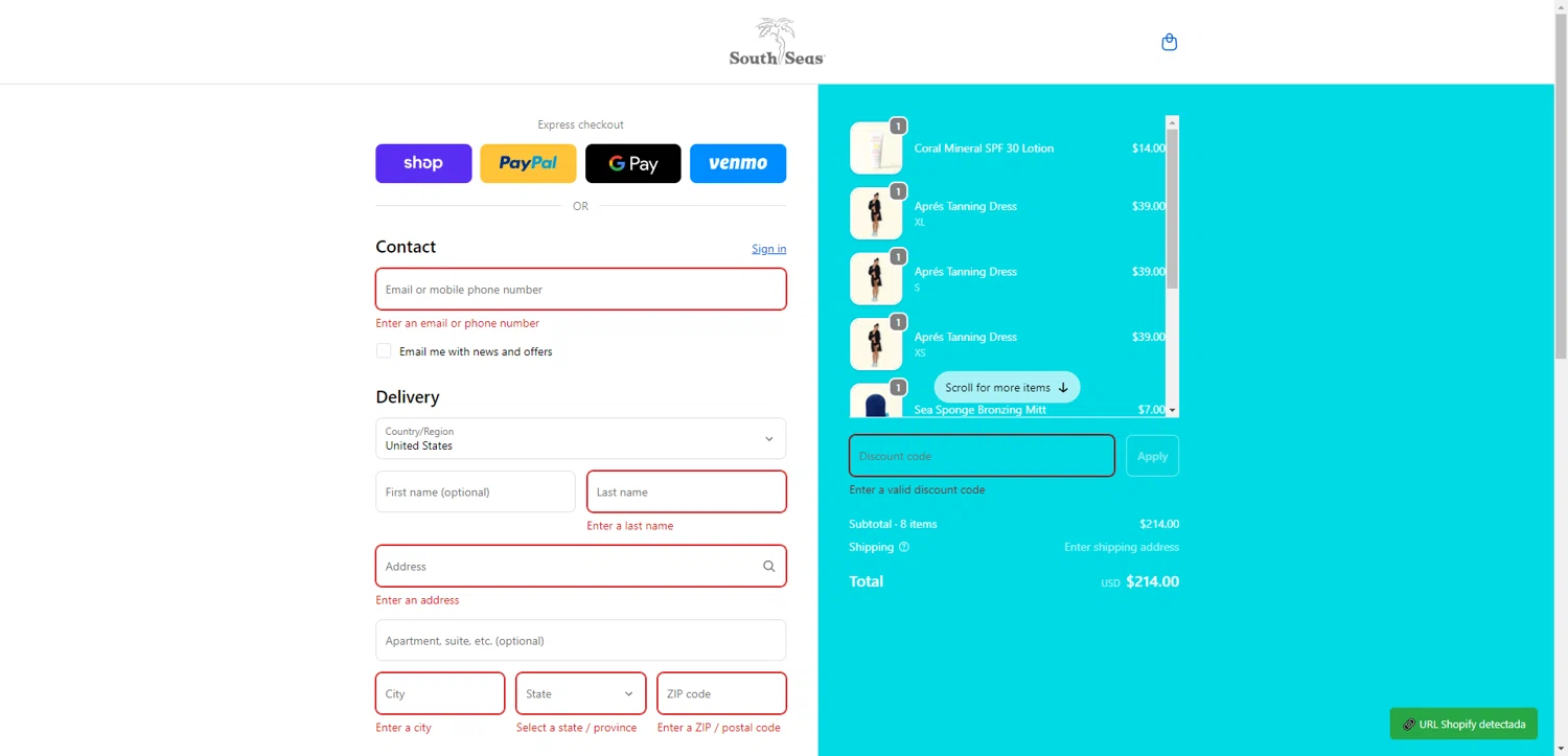 South Seas Skincare coupon code screenshot showing code JH10 applied at South Seas Skincare checkout page. Uploaded by SimplyCodes community member NobleMaestro6498 on Feb 5, 2026