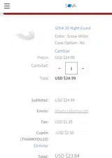 THANKYOU10 coupon verification screenshot