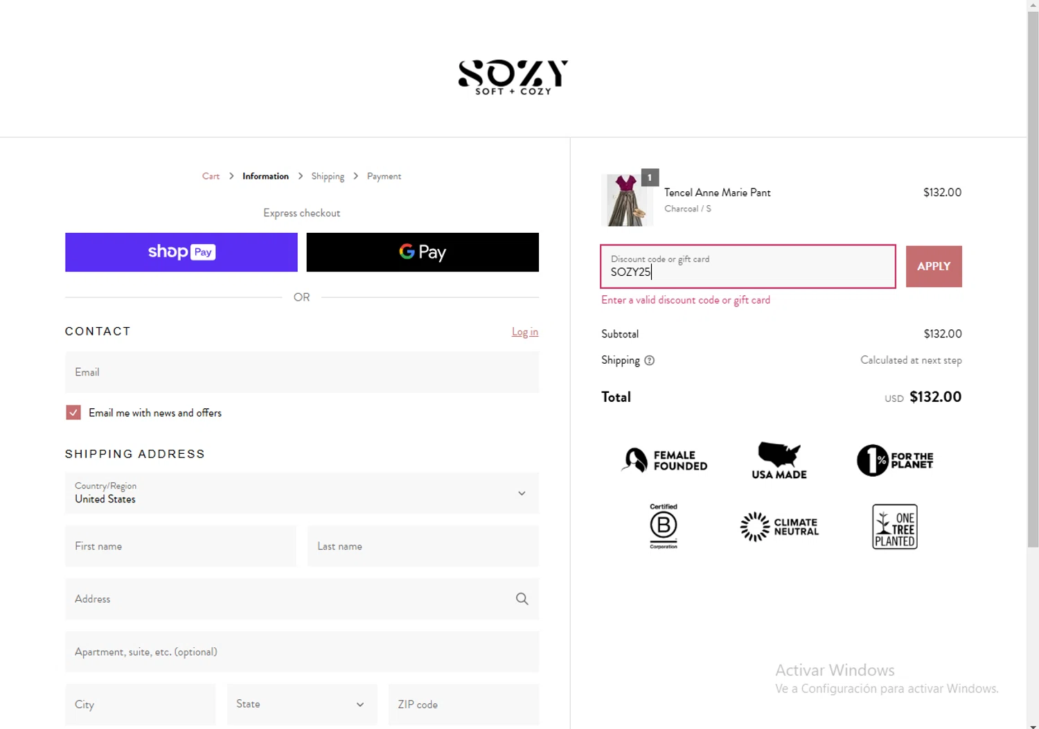 Sozy discount code screenshot showing code SOZY25 applied at Sozy checkout page. Uploaded by SimplyCodes community member RewardPhoenix3732 on Mar 5, 2025