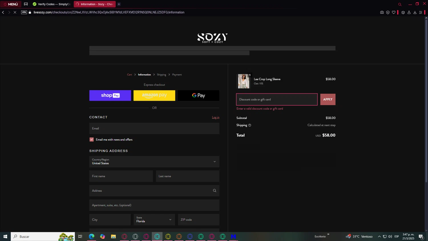 Sozy discount code screenshot showing code BDAY25 applied at Sozy checkout page. Uploaded by SimplyCodes community member GoldRanger3764 on Mar 21, 2025