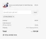 WELCOME10! coupon verification screenshot